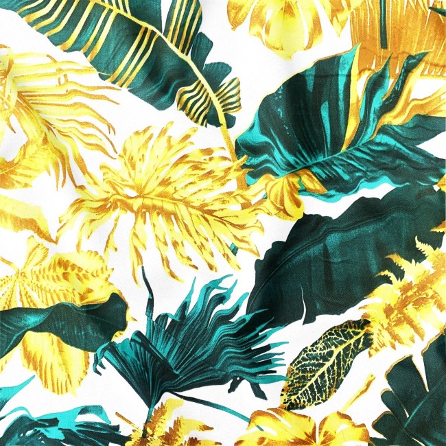 Cotton Fabric 220 cm - Monstera Green and Gold