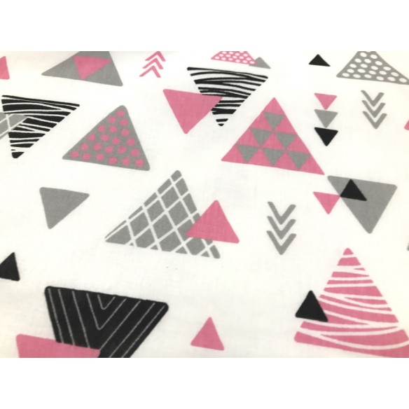 Cotton Fabric - Big Pink Triangles