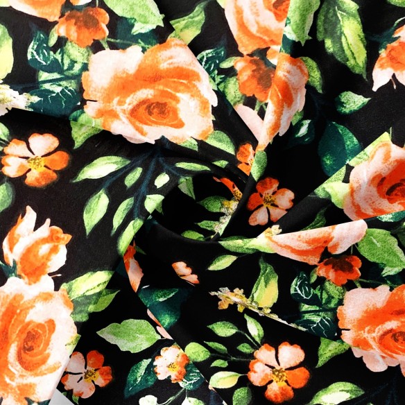 Cotton Fabric 220 cm - Rose in Black