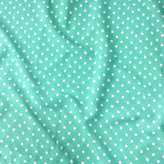Cotton Fabric - Mint Dots 7 mm