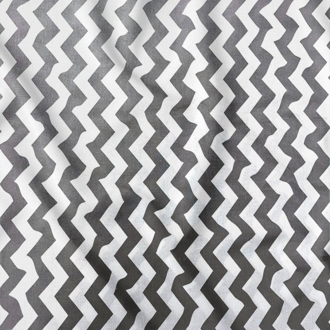 Cotton Fabric - Grey Zigzags