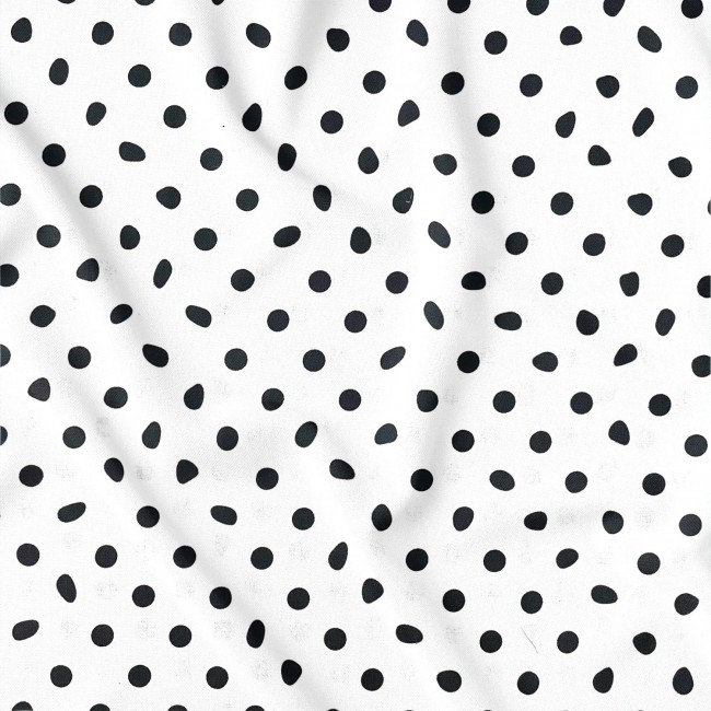 Cotton Fabric - Black Dots on White 7 mm