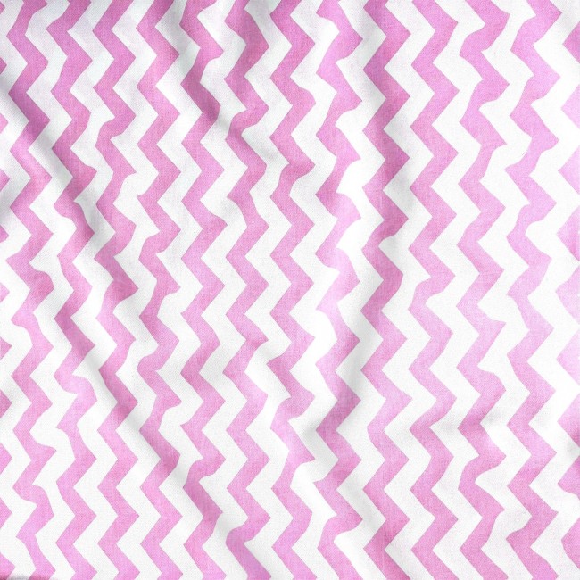Cotton Fabric - Pink Zigzag