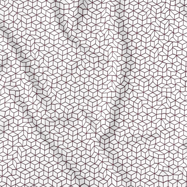 Cotton Fabric - Maroon 3D Cubes