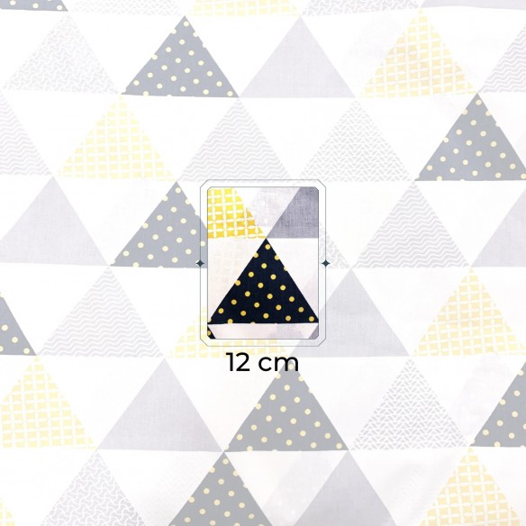 Cotton Fabric - Pyramids and Triangles Black and Yellow