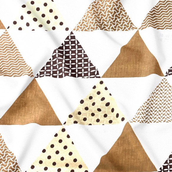 Cotton Fabric - Pyramids and Triangles Brown and Beige