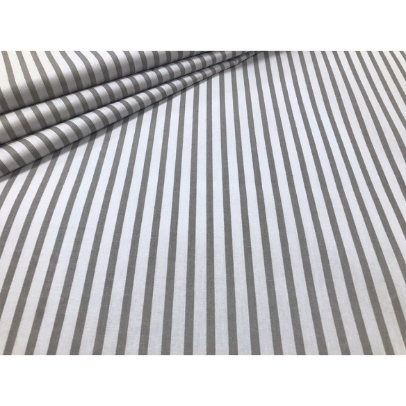 Cotton Fabric - Grey-White Stripes