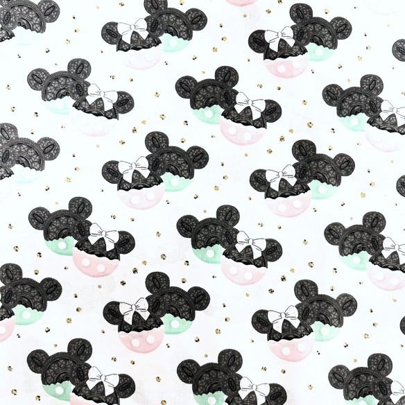 Bavlněná látka - Mickey Mouse a sušenky
