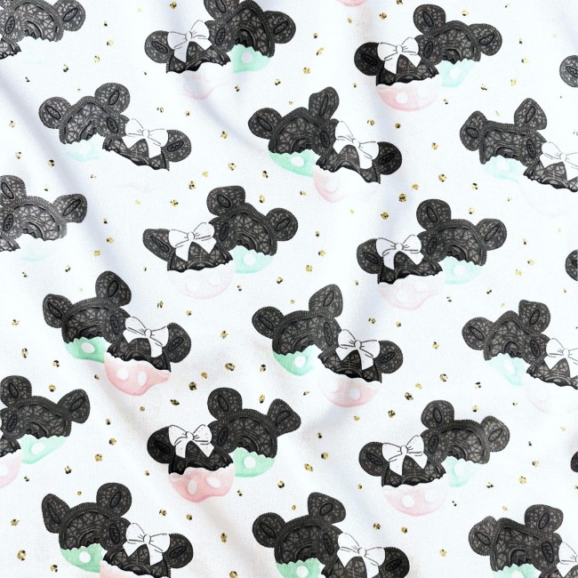Bavlněná látka - Mickey Mouse a sušenky