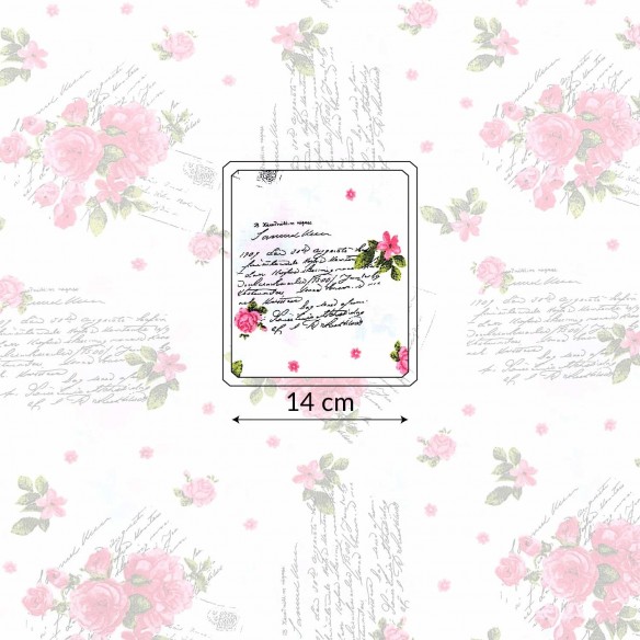 Cotton Fabric - Roses and letter