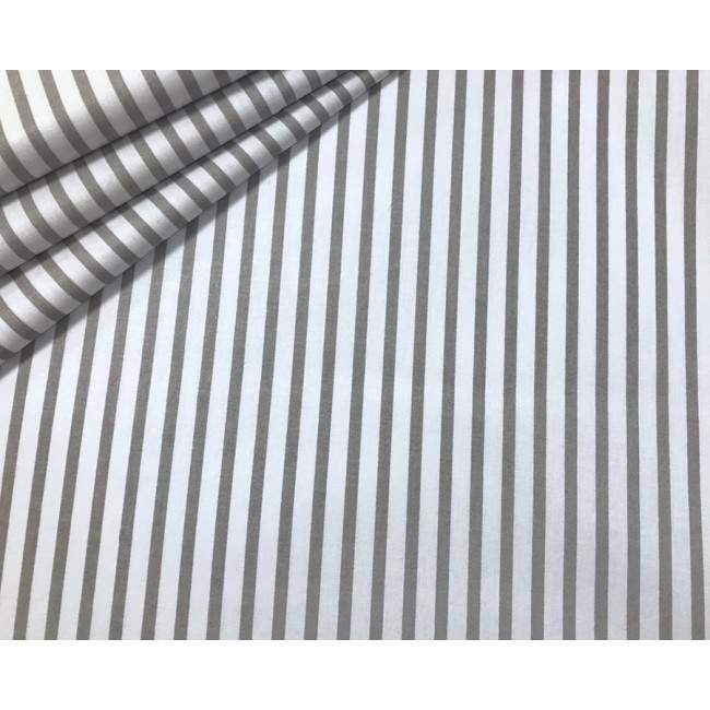 Cotton Fabric - Grey-White Stripes