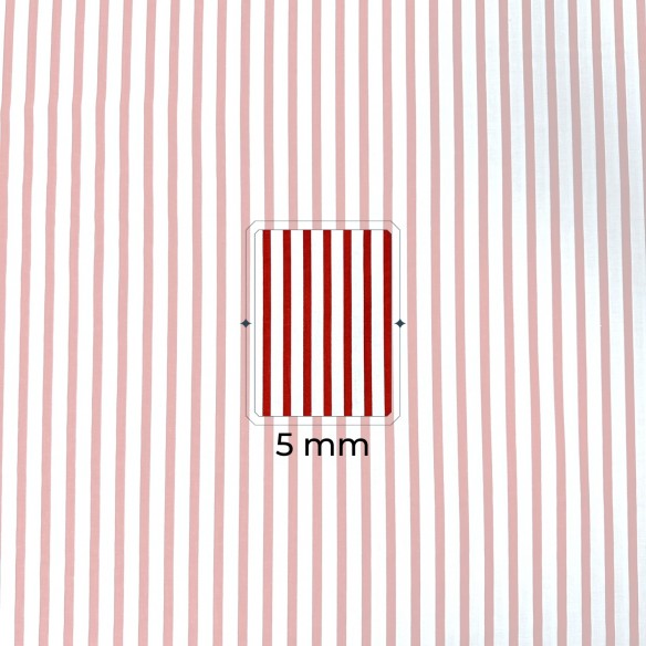 Cotton Fabric - Red Stripes 5 mm