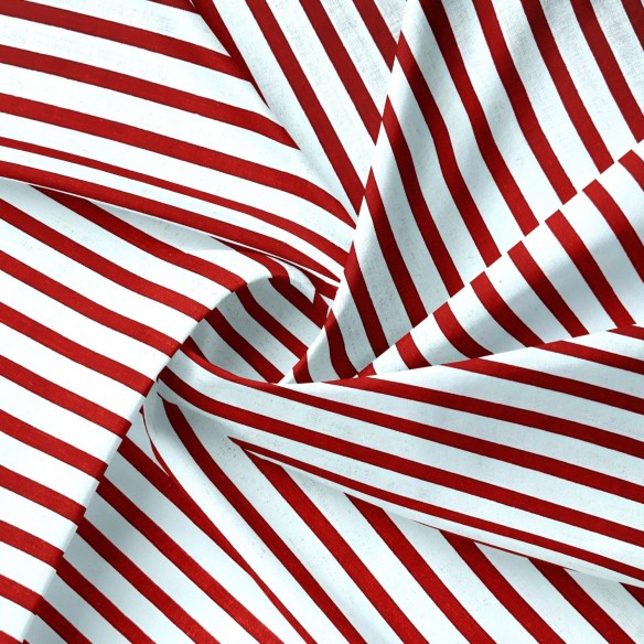 Cotton Fabric - Red Stripes 5 mm