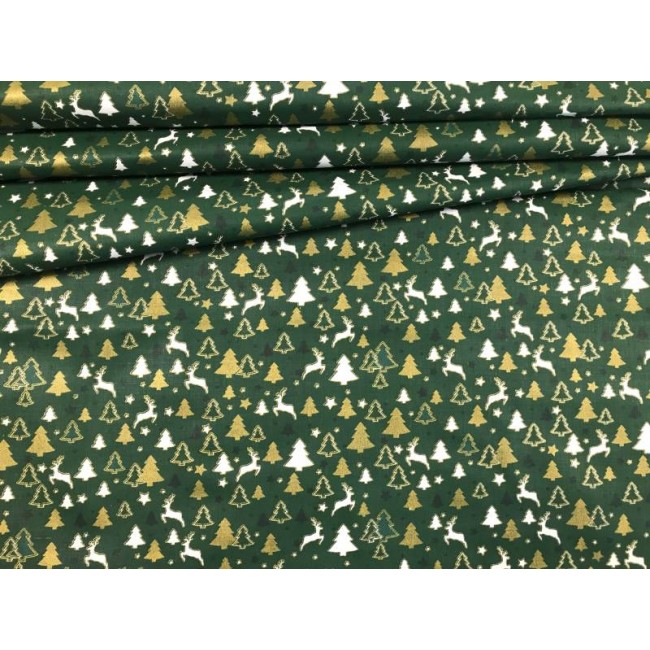Cotton Fabric - Christmas Trees Green