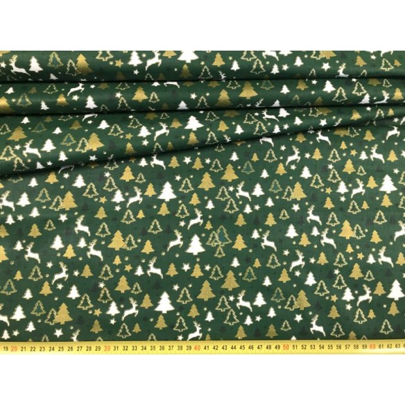 Cotton Fabric - Christmas Trees Green