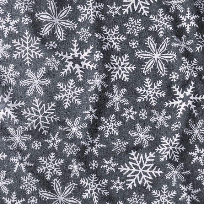 Bavlnená látka - vianočné sivé vločky
