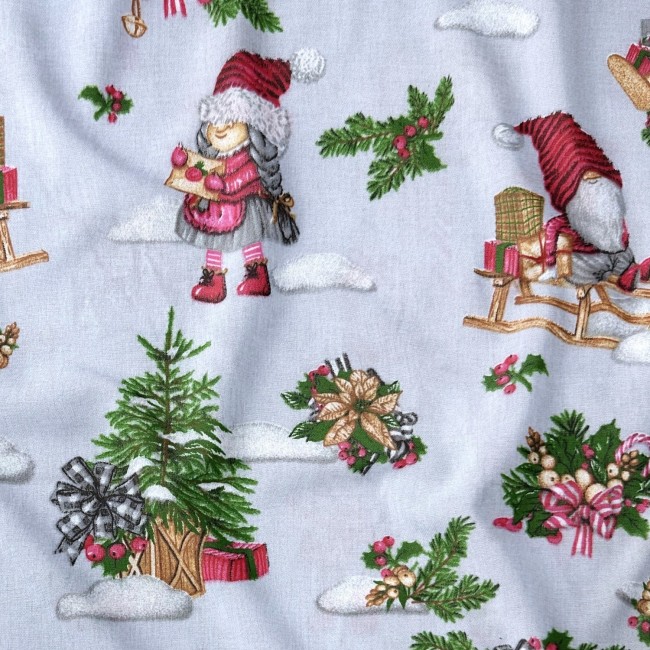 Cotton Fabric - Christmas Gnomes,...