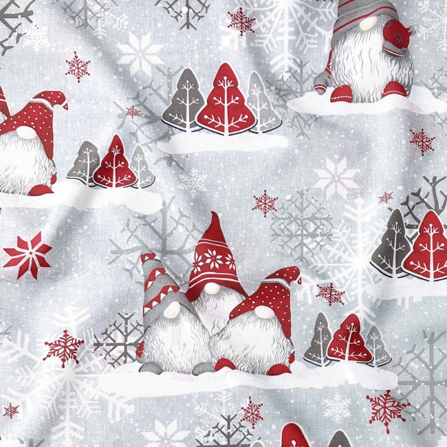 Cotton Fabric - Christmas Red Gnomes...