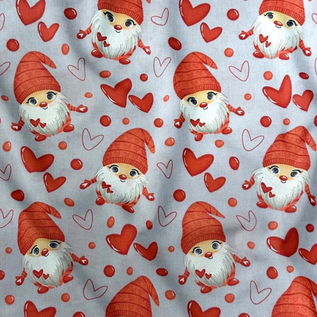 Cotton Fabric - Santas in love gray