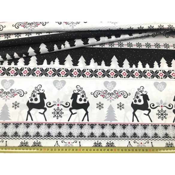 Cotton Fabric - Christmas Sweater Reindeer Black