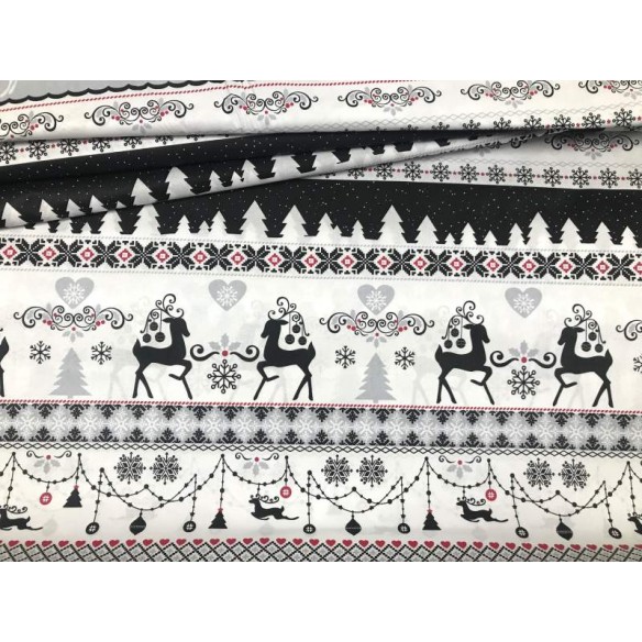 Cotton Fabric - Christmas Sweater Reindeer Black
