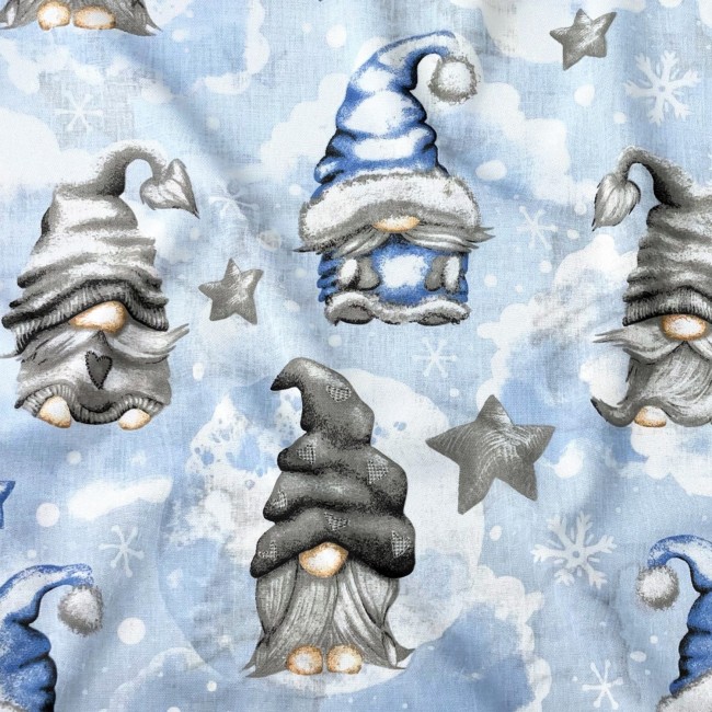 Cotton Fabric - Christmas Gnomes Blue II
