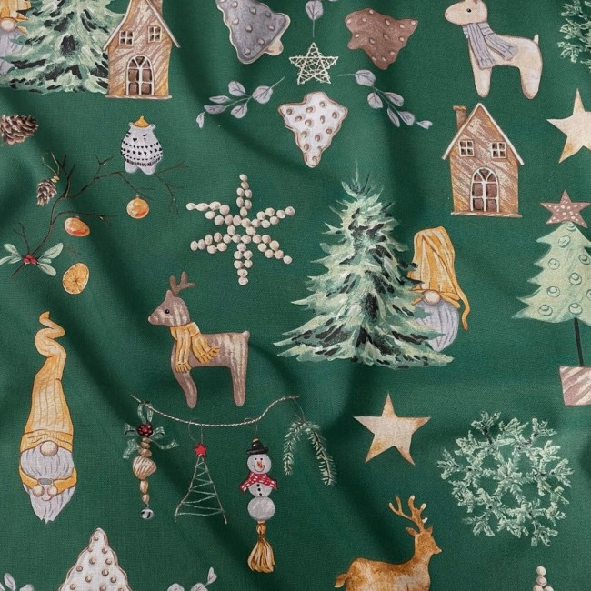 Cotton Fabric - Christmas mood, Green