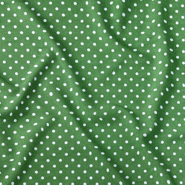 Bavlnená látka - zelené bodky 4 mm