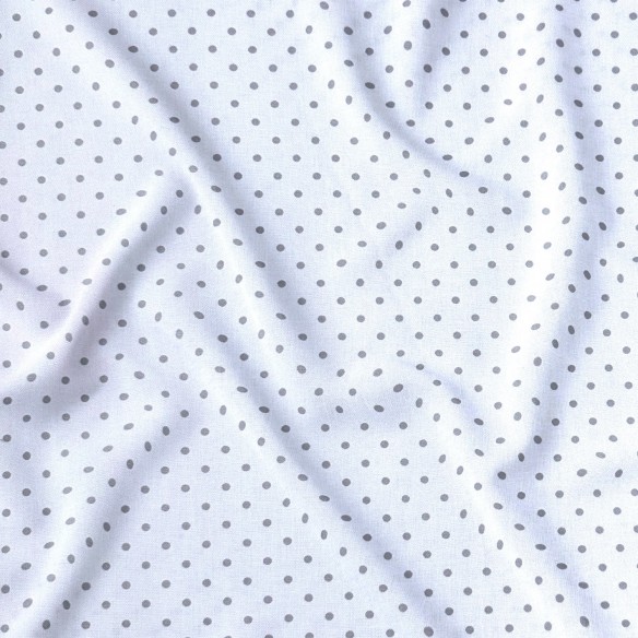 Cotton Fabric - Gray Dots on White 4 mm