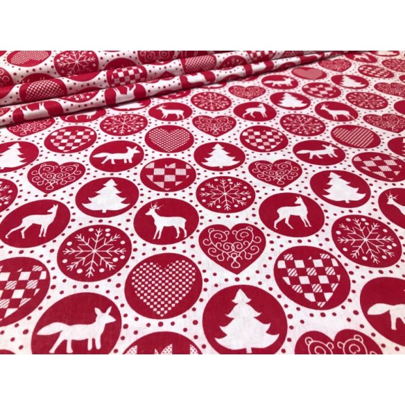 Cotton Fabric - Christmas Balls Red