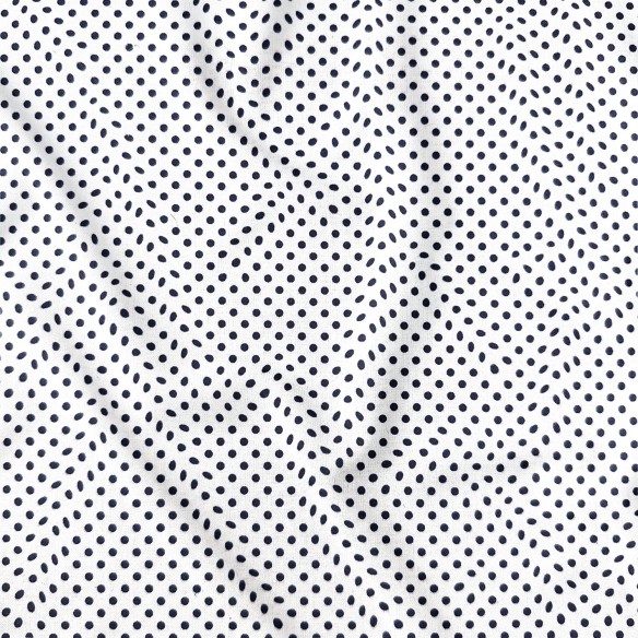 Cotton Fabric - Navy Blue Dots on White 3 mm