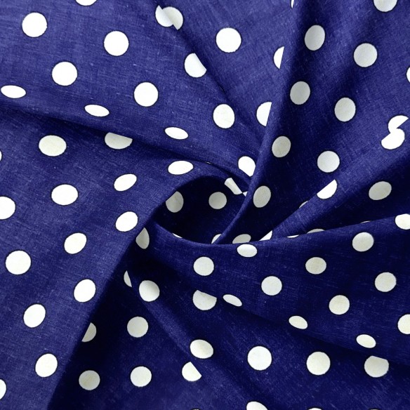 Cotton Fabric - White Dots on Navy Blue 1 cm