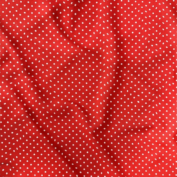 Cotton Fabric - White Dots on Red 4 mm