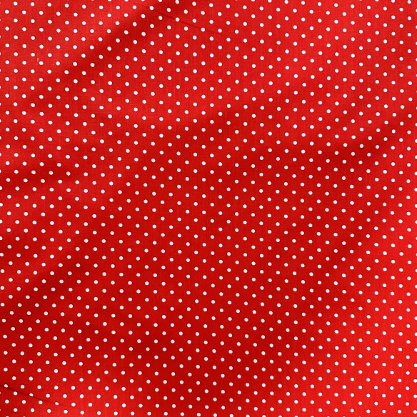 Cotton Fabric - White Dots on Red 4 mm