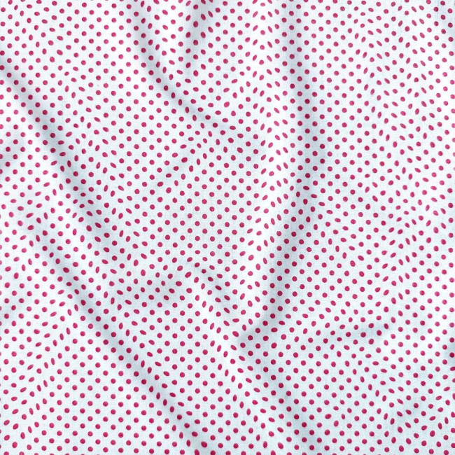 Cotton Fabric - Raspberry Dots on White 3 mm