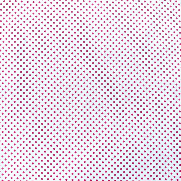 Cotton Fabric - Raspberry Dots on White 3 mm