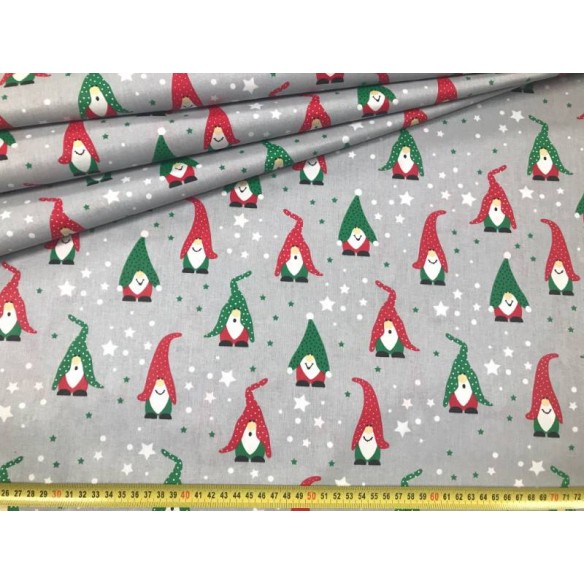 Cotton Fabric - Christmas Santa Clause Grey