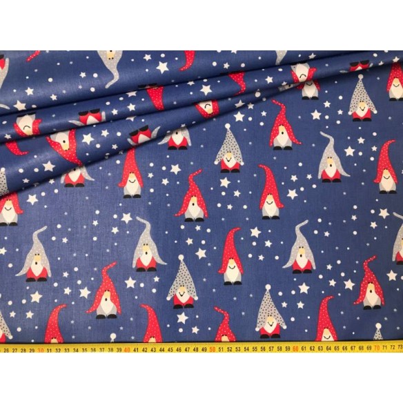 Cotton Fabric - Christmas Santa Clause Navy Blue