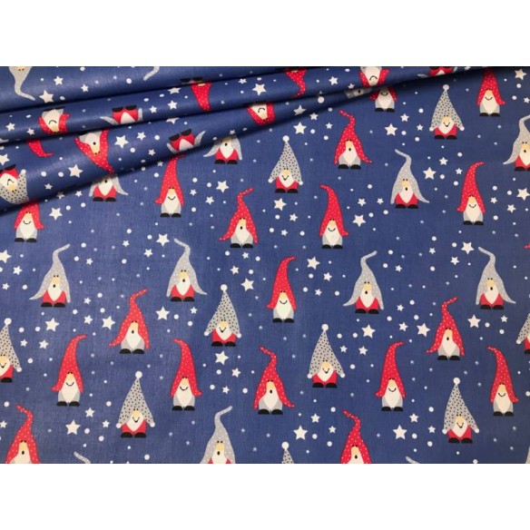 Cotton Fabric - Christmas Santa Clause Navy Blue