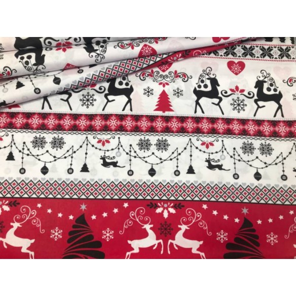 Bavlnená látka - Vianočný sveter červeno-čierna