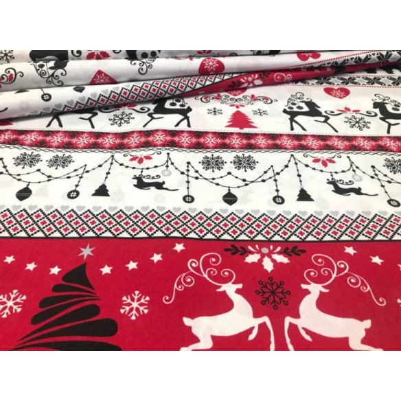 Bavlnená látka - Vianočný sveter červeno-čierna