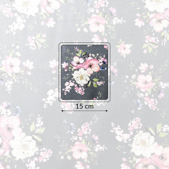 Bavlnená látka - Apple Tree Blossoms Grafit