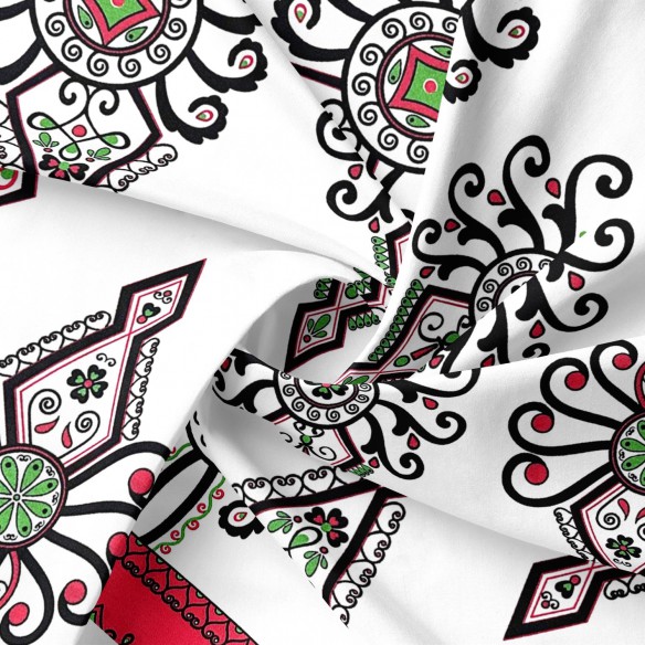 Cotton Fabric - Parzenica Highland Folklore Pattern Red