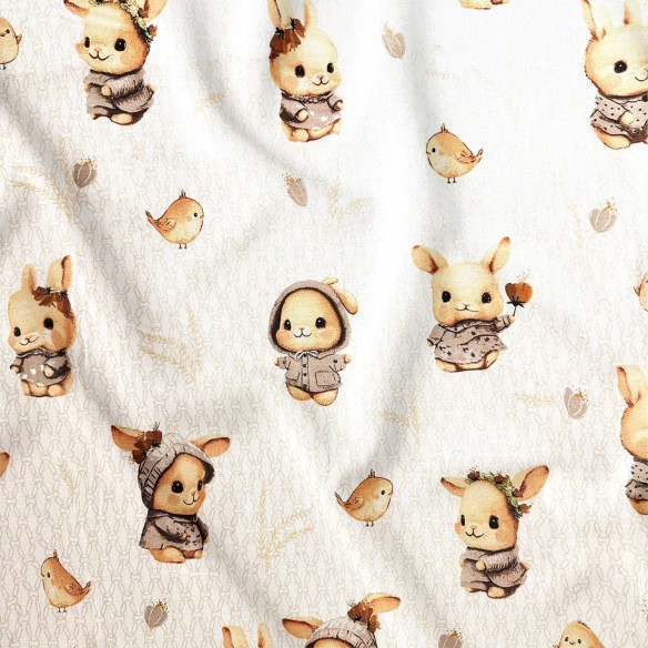 Cotton Fabric - Baby Bunny, Beige