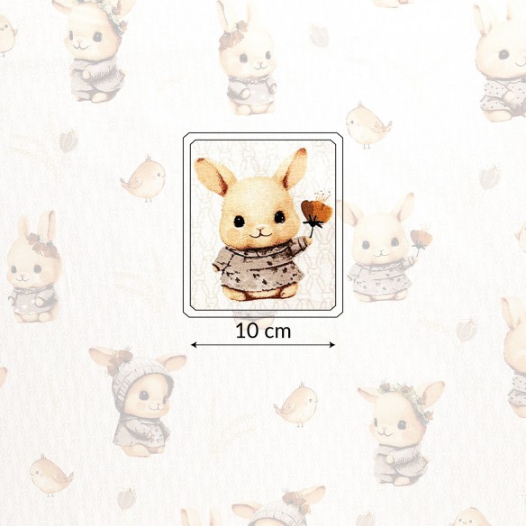 Cotton Fabric - Baby Bunny, Beige