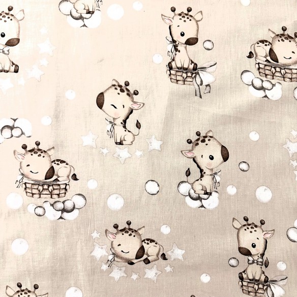 Cotton Fabric - Baby cows, Beige