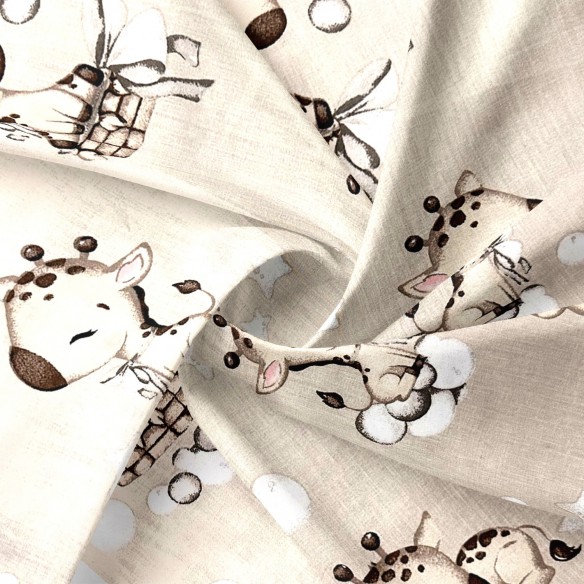 Cotton Fabric - Baby cows, Beige