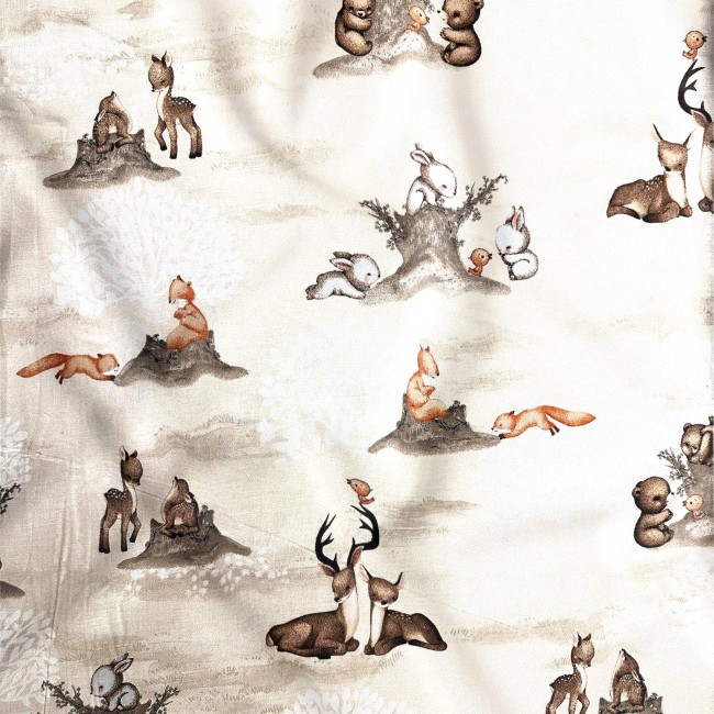 Cotton Fabric - Baby Zoo, Beige