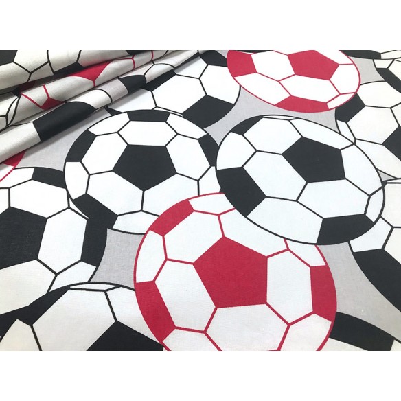 Cotton Fabric - White-Red Balls