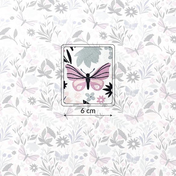 Katoenstof -Vlinders, Paars en roze